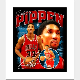 Scottie Pippen Basketball Legend Signature Vintage Retro 80s 90s Bootleg Rap Style Posters and Art